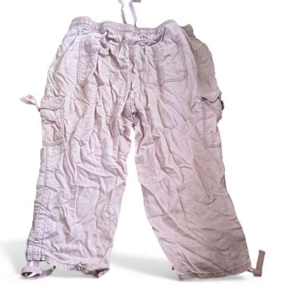 Lane Bryant Cargo Capris Pink Women's 18/20 Drawstring Elastic Waist - Picture 2 of 3
